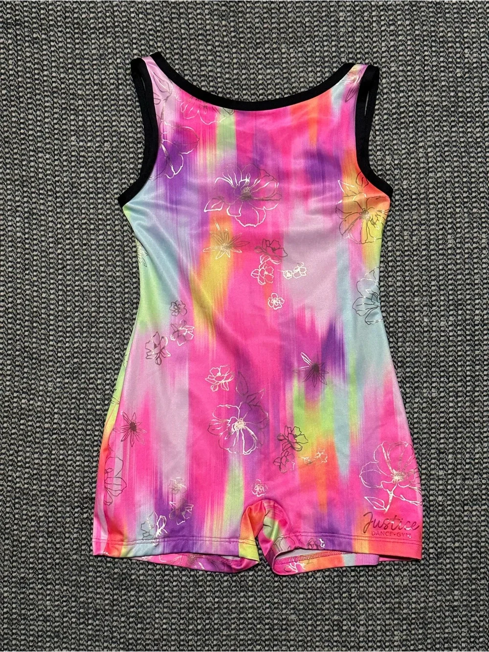 Justice Girls' Multicolor Paint-Stroke Print Gymnastics Biketard
